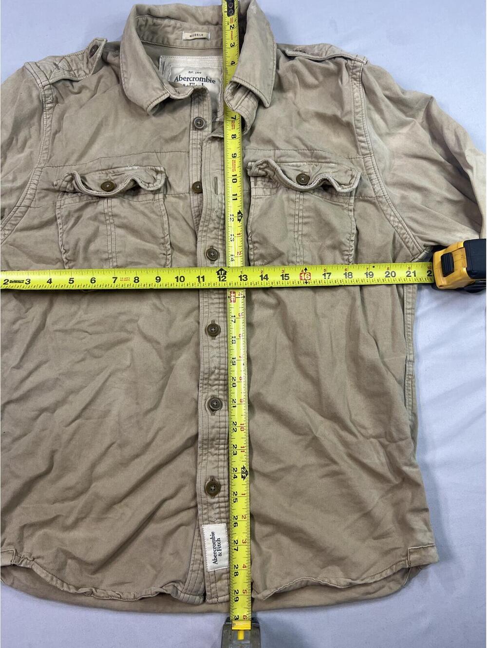 Vintage Abercrombie & Fitch Men's Muscle Fit Shirt XXL Tan - Picture 2 of 5